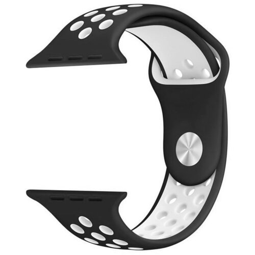 Apple watch Sport Silicon Strap black white M/L 42/44/45mm kaiš za sat Slike