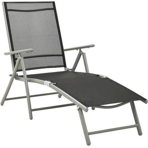 vidaXL Zložljiv ležalnik iz tekstila in aluminija črn in srebrn, (20662254) Cene