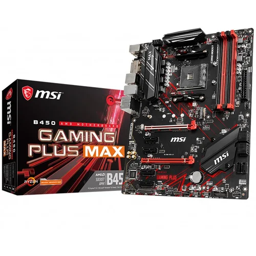 MSI Main Board Desktop B450 GAMING PLUS MAX (SAM4, 4xDDR4, 2xPCI-Ex16, 4xPCI-Ex1, USB3.2, USB2.0, 6xSATA III, M.2, Raid,DVI-D, HDMI, GLAN) ATX Retail