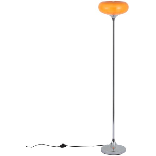 QAZQA Retro stoječa svetilka krom z oranžnim steklenim senčnikom 150 cm - Glaze Slike