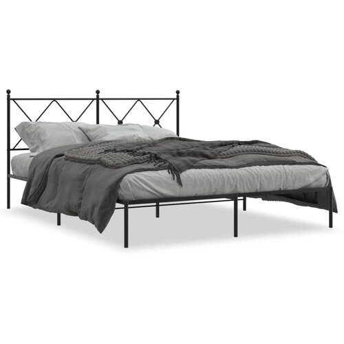 VidaXL Metalni okvir za krevet s uzglavljem crni 160x200 cm Slike