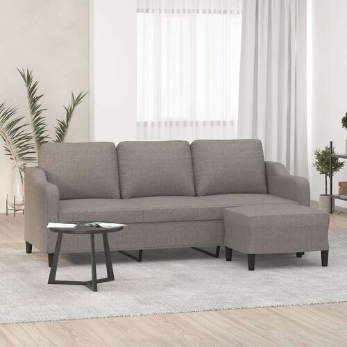 vidaXL Trosjed s tabureom smeđesivi 180 cm od tkanine Cene