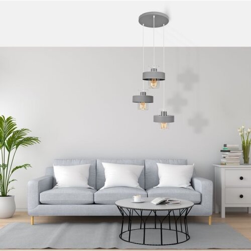  Visilica na sajli VOLTA 3xE27/15W/230V prečnik 42 cm siva Slike