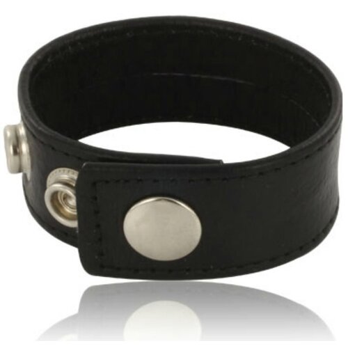 LEATHER BODY COCK AND BALL STRAP WITH SNAPS - BLACK Cene