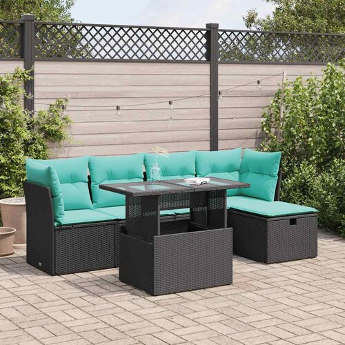 vidaXL 6-dijelni set vrtnih sofa s jastucima crni od poliratana bagrem Cene