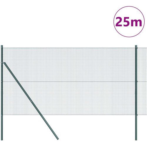 VidaXL zavarena žičana ograda s 13 stupova Zelena 1.4x25 m Čelik Slike