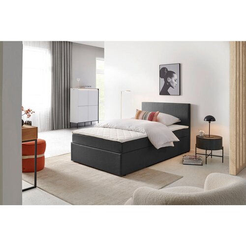 P & B POSTELJA Z VZMETNICO 140 cm x 200 cm , les, tekstil, leseni material siva Cene