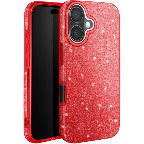 AVIZAR Ohišje z bleščicami za iPhone 16 Odporen na udarce Glitter, Rdeča, (5000013440) Cene