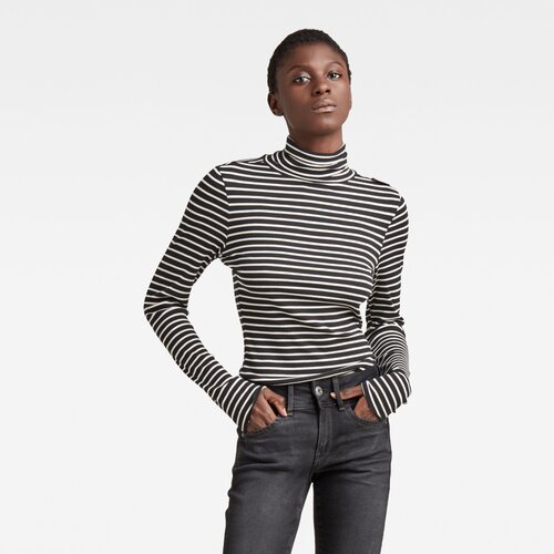 G-star T-shirt - G-star Slim rib mock neck stripe l\s multicolor Cene