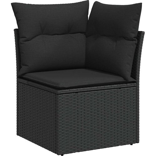 10-dijelni set vrtnih sofa s jastucima crni od poliratana Crna 100 x 55 x 73 cm Slike