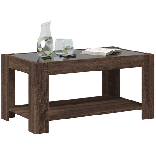  Stolić za kavu LED smeđa boja hrasta 93x53x45 cm drveni Slike