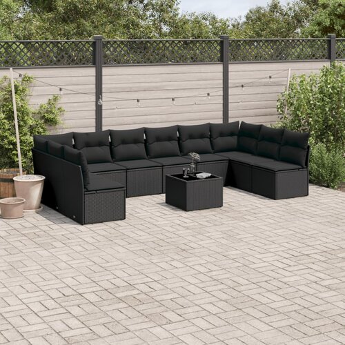 vidaXL 11-dijelni set vrtnih sofa od poliratana s jastucima crni Cene