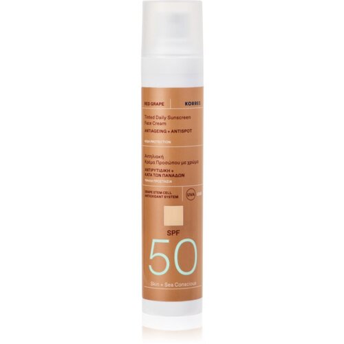 Korres Red Grape Tinted Daily Sunscreen tonirana krema za sončenje za poenotenje tona kože SPF 50 50 ml Slike
