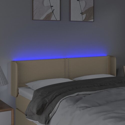  LED uzglavlje krem 147x16x78/88 cm od tkanine Slike