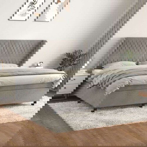  Box spring postelja z vzmetnico svetlo siva 160x200 cm žamet, (20789990) Cene