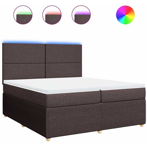  Krevet s oprugama i madracem tamnosmeđi 200x200 cm od tkanine Slike