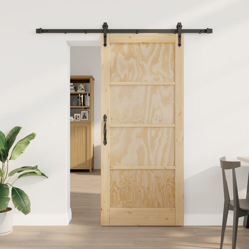 vidaXL drsna vrata s kompletom za opremo 86x198.5 cm Trdno borovo les, notranja vrata 'ORKDAL'86x198.5x4 cm Trdno borovo les Cene