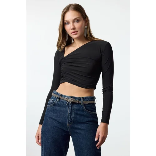 Trendyol Black Crop Knitted Blouse