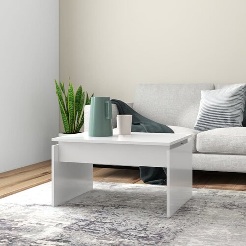 VidaXL Klubska mizica bela 68x50x38 cm iverna plo&amp;scaron;ča Slike