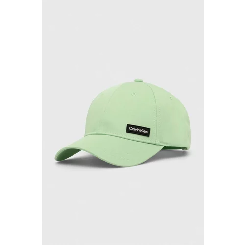 Calvin Klein Bombažna bejzbolska kapa zelena barva