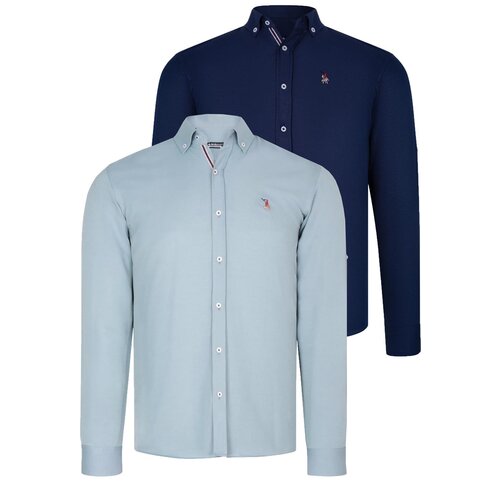 Dewberry DUAL SET G674 MENS SHIRT-NAVY BLUE-WATER GREEN Slike