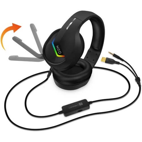 Connect IT CHP-3595-BK - LED RGB gejmerske žične slu&amp;scaron;alice sa mikrofonom, crne Slike