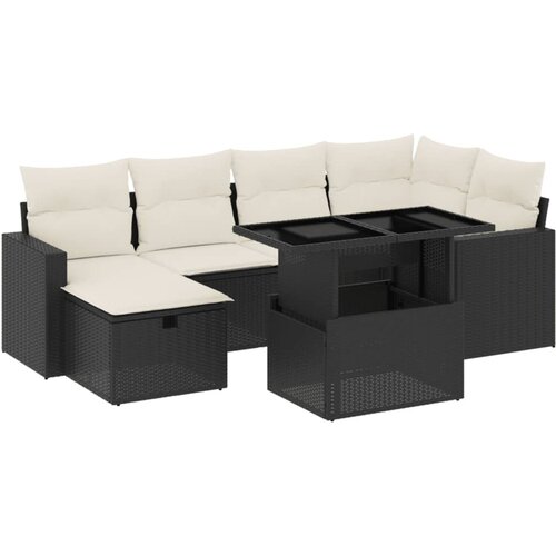 Maison Chic Seti vrtnega pohištva - Vrtna garnitura - Vrtni pohištvo set 7-delna z blazinami črn poli ratan, (21801421) Cene