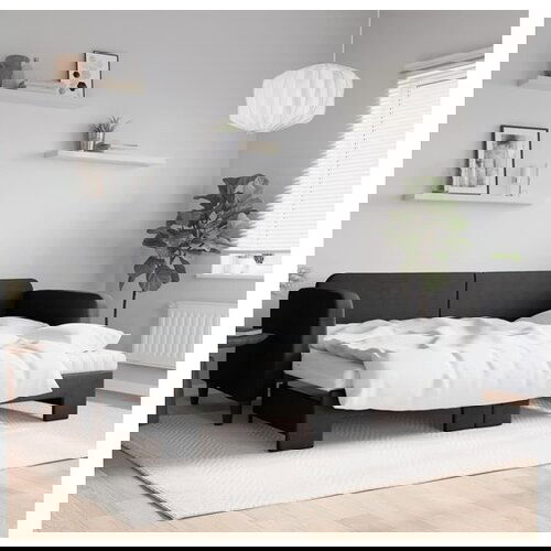 VidaXL Izvlečna dnevna postelja z vzmetnico črna 80x200 cm b Slike