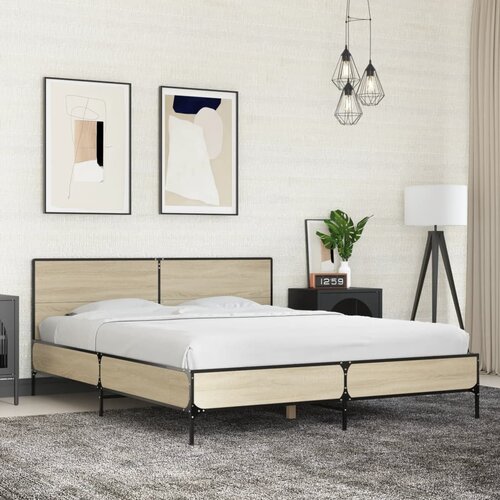 Furnova Posteljni okvir sonoma hrast 150x200 cm inž. les in kovina, (21936321) Slike