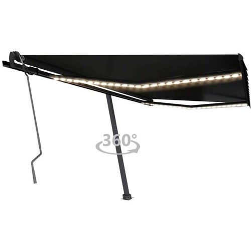  Tenda na ručno uvlačenje s LED svjetlima 400 x 350 cm antracit Cijene