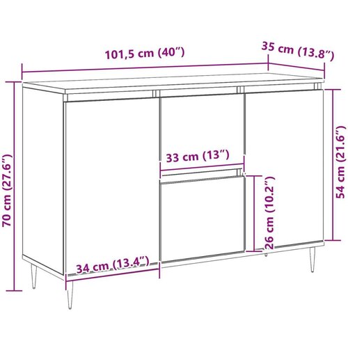  Strana s vratima i ladicama Crna hrastovina 101 5x35x70 cm Slike