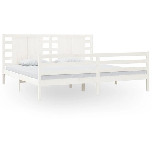 Maison Chic Posteljni okvir - Dvoposteljna postelja - Zakonska postelja brez vzmetnice bel 200x200 cm trdna borovina-J3713, (21774209) Cene