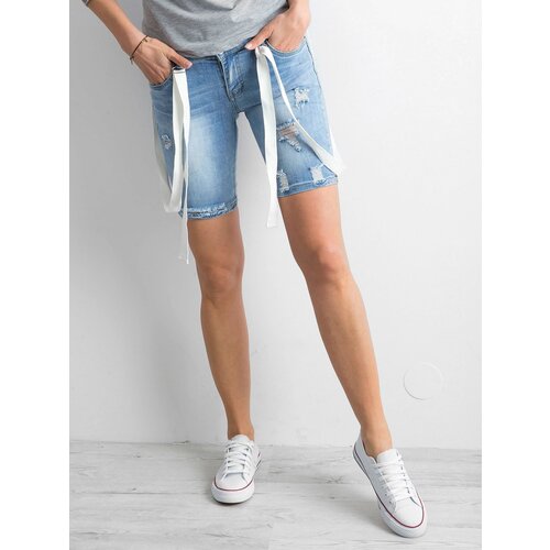 Fashion Hunters Women&amp;#039;s blue shorts with abrasions Slike
