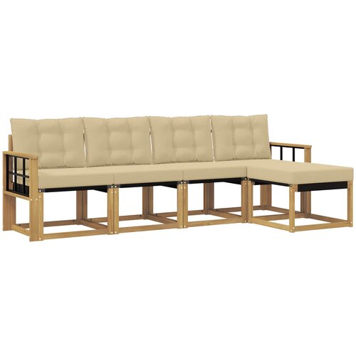 vidaXL Zunanja garnitura za sedenje z blazino 5 pcs Bela in bež, (5000280053) Cene