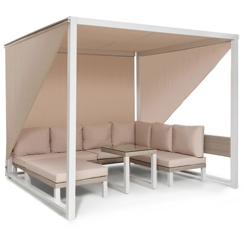Blumfeldt Havanna Pavillon & Lounge-Set, 270x230x270cm, 4 dvojni sedeži, bela - Cene