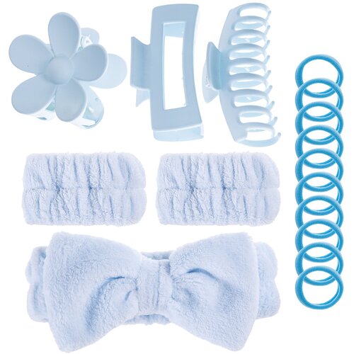 INF Komplet 16 mehkih trakov za lase, trak za obraz za umivanje obraza Blue, (21872289) Slike