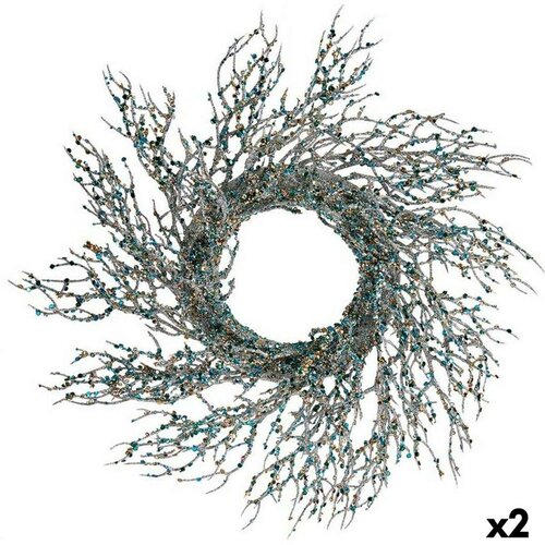  Coroană de Crăciun Grana Plava Plastika 50 x 10 x 50 cm (2 kom.) Slike