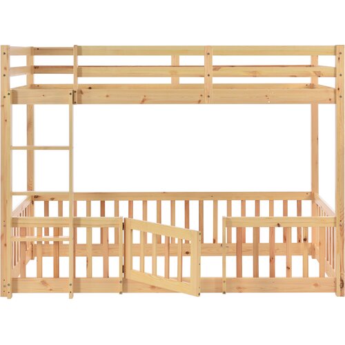 Lumor Pogradna postelja z dvema sedežema - 2 X 90 X 200 cm - vrata in vratca - masivni les - naravna barva, (22156787) Cene