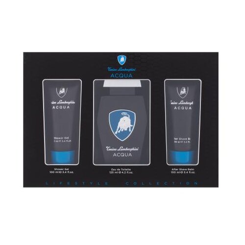 Lamborghini Acqua Set toaletna voda 125 ml + gel za tu&amp;scaron;iranje 100 ml + balzam nakon brijanja 100 ml za mo&amp;scaron;ke Slike