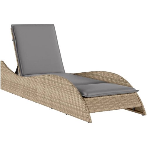 Maison Chic Ležalnik - Sončna ležalnik z blazino bež 60x205x73 cm poli ratan, (22042762) Cene