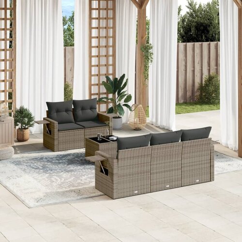 vidaXL 6-dijelni set vrtnih sofa od poliratana s jastucima sivi Cijene