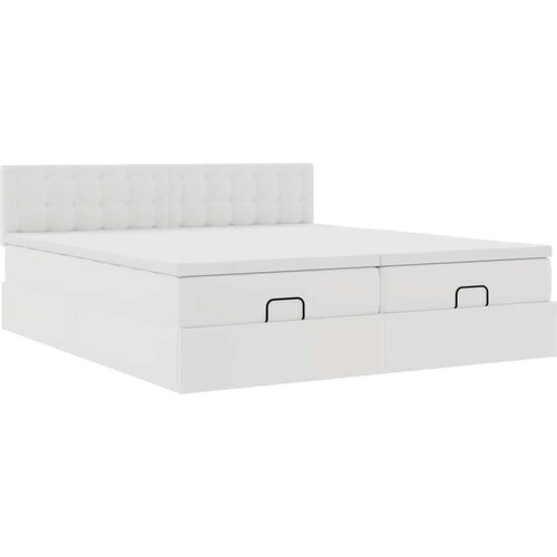 VidaXL okvir kreveta s madracima bijela 200x200 cm umjetna koža Slike