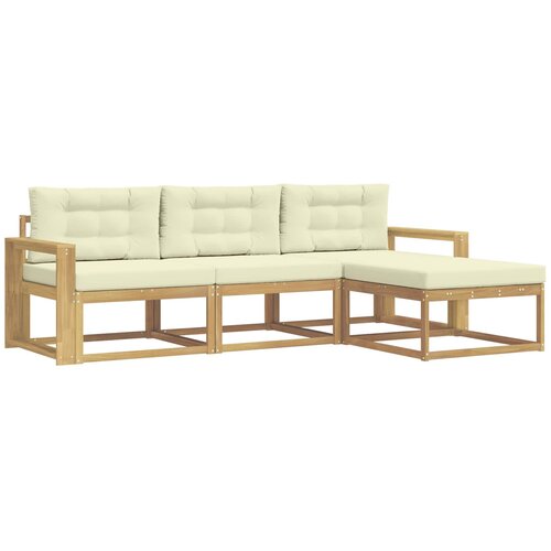 vidaXL Zunanja garnitura za sedenje 4 pcs Bela in krem Poliester, (5000282540) Cene