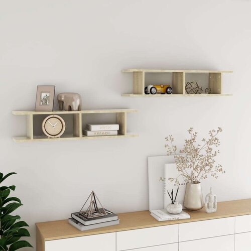 vidaXL zidne police 2 kom boja hrasta 90x18x20 cm konstruirano drvo Cijene