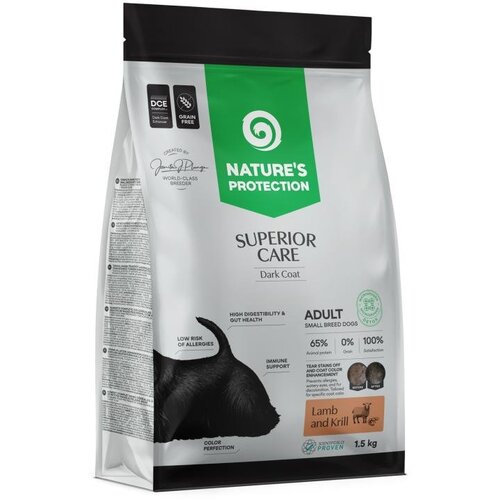 Nature&amp;#039;s Protection Superior Care Adult Dark coat hrana za crne i tamne pse Small breeds - Jagnjetina 1.5kg Slike