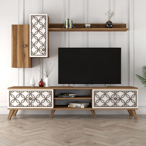 Hanah home tv polica class s walnut white Cene