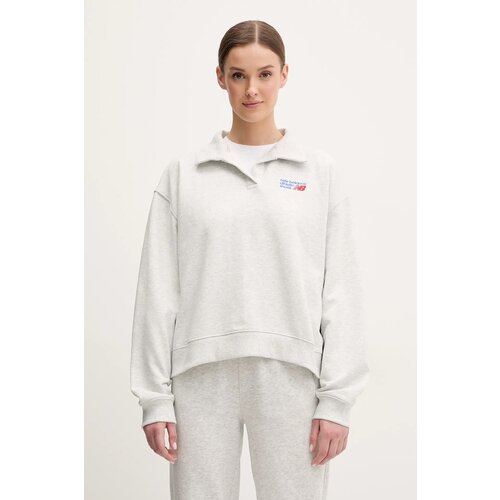 New Balance Bombažen pulover ženski, siva barva, WT51513AHH Slike