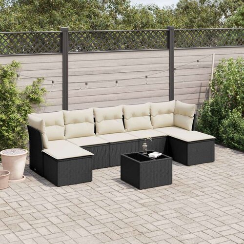  8-dijelni set vrtnih sofa od poliratana s jastucima crni Slike