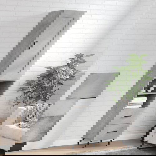 vidaXL Visoka komoda siva betona 34 5x34x180 cm od konstruiranog drva Cene