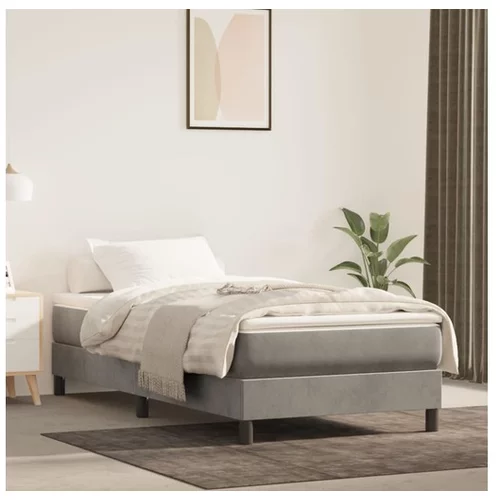  Box spring posteljni okvir svetlo siv 90x190 cm žamet